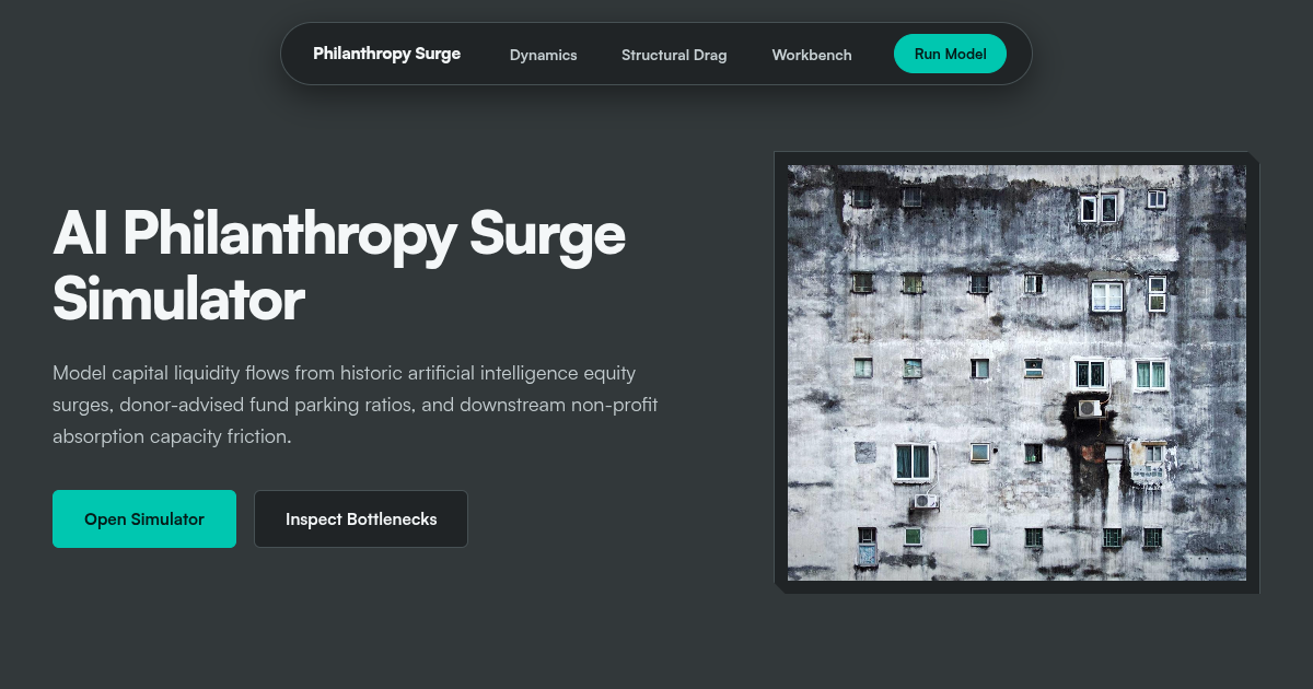 AI Philanthropy Surge Simulator | Capital Deployment & Absorption Workbench preview