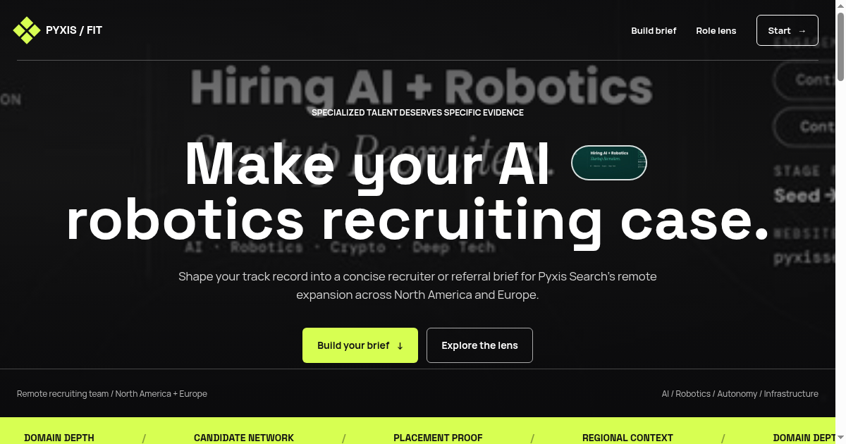 Pyxis Search Recruiter Fit Brief preview