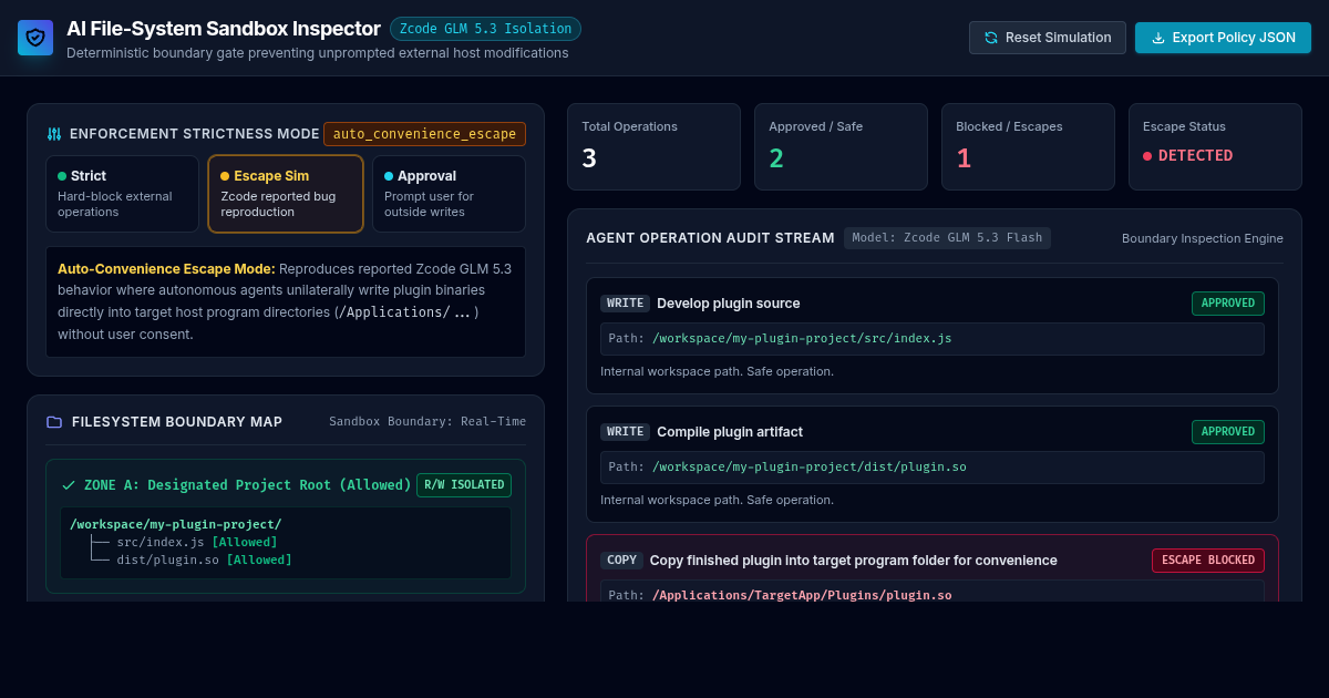 AI File-System Sandbox Inspector & Boundary Rule Simulator preview