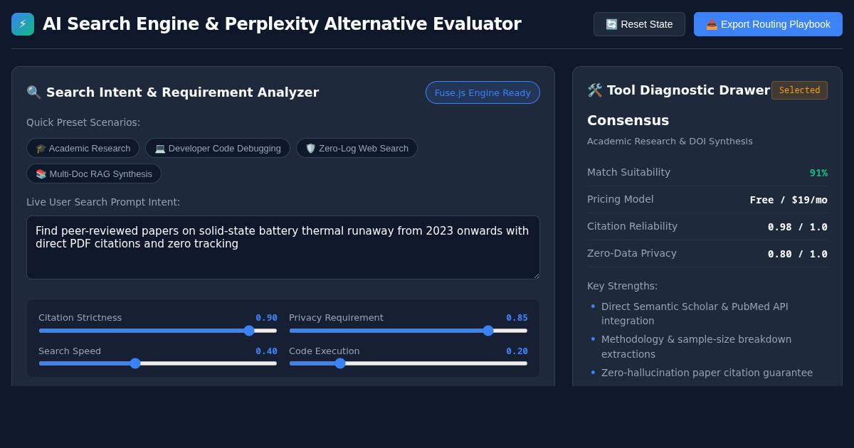 AI Search Engine & Perplexity Alternative Evaluator preview