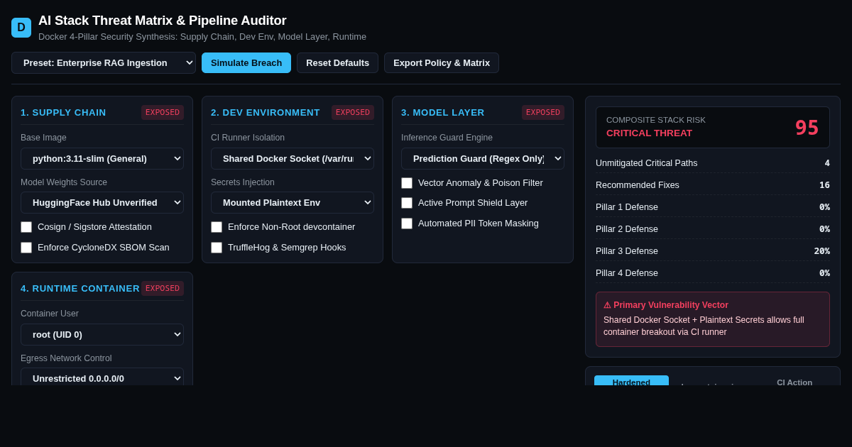 AI Stack Threat Matrix & Pipeline Hardening Auditor preview