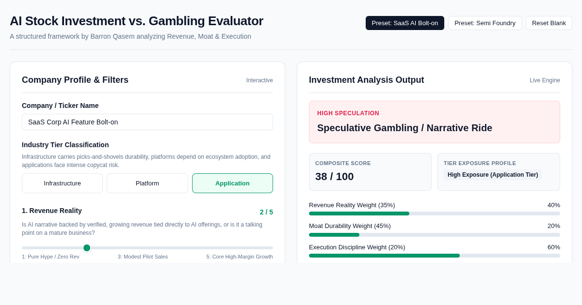AI Stock Evaluation Workbench — Barron Qasem Framework preview