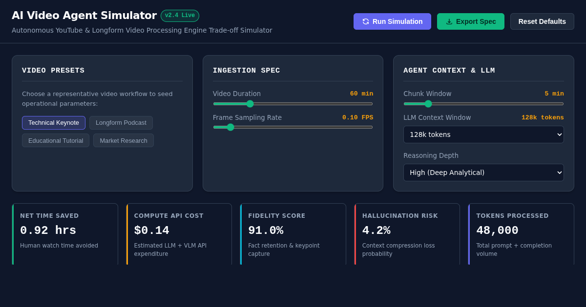 AI Video Agent Simulator: Automated Consumption & Efficiency Optimizer preview