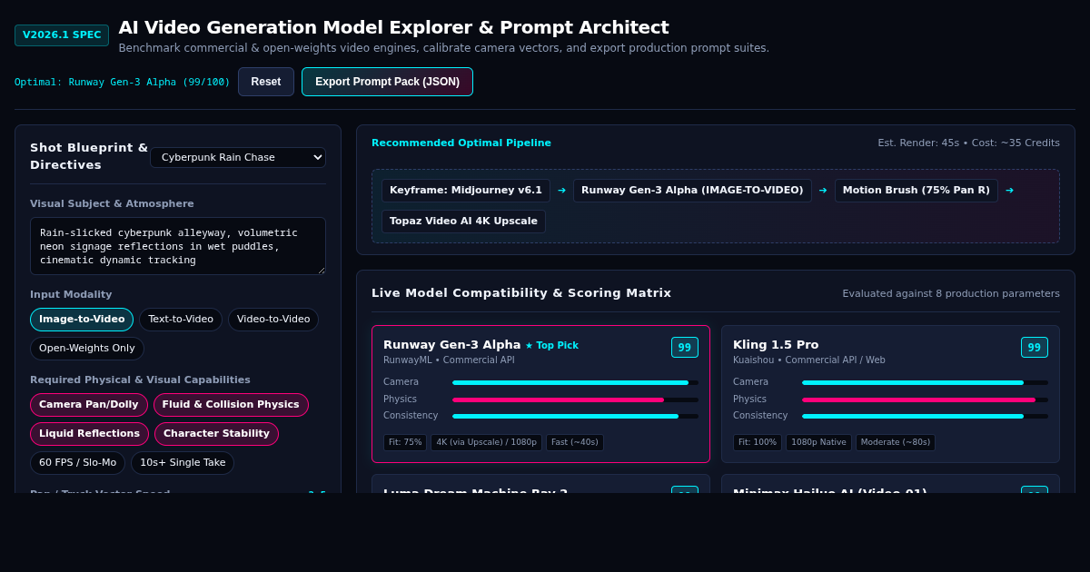 AI Video Generation Model Explorer & Prompt Architect preview