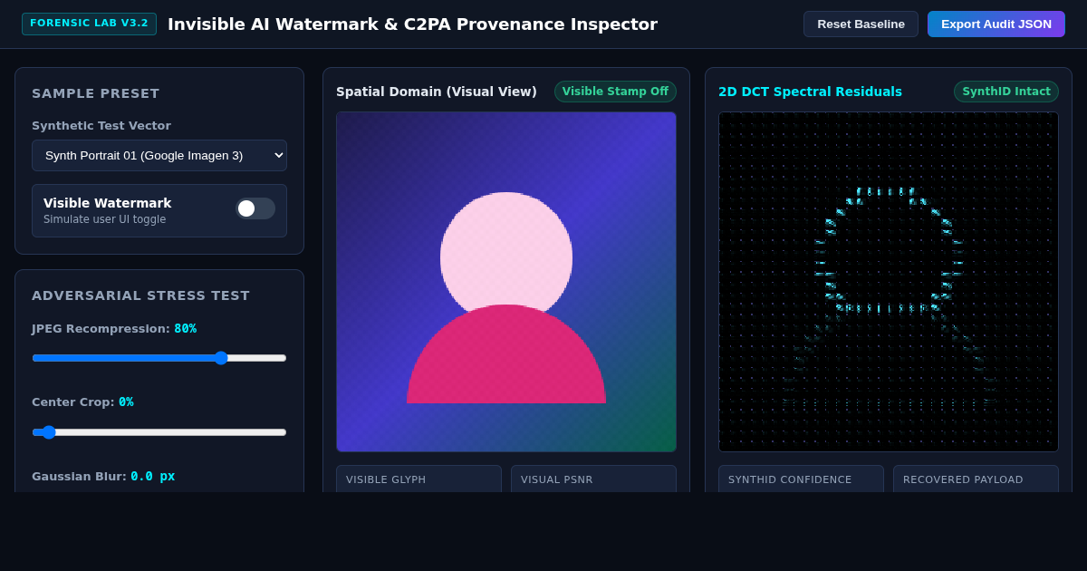 Invisible AI Watermark & C2PA Provenance Inspector preview