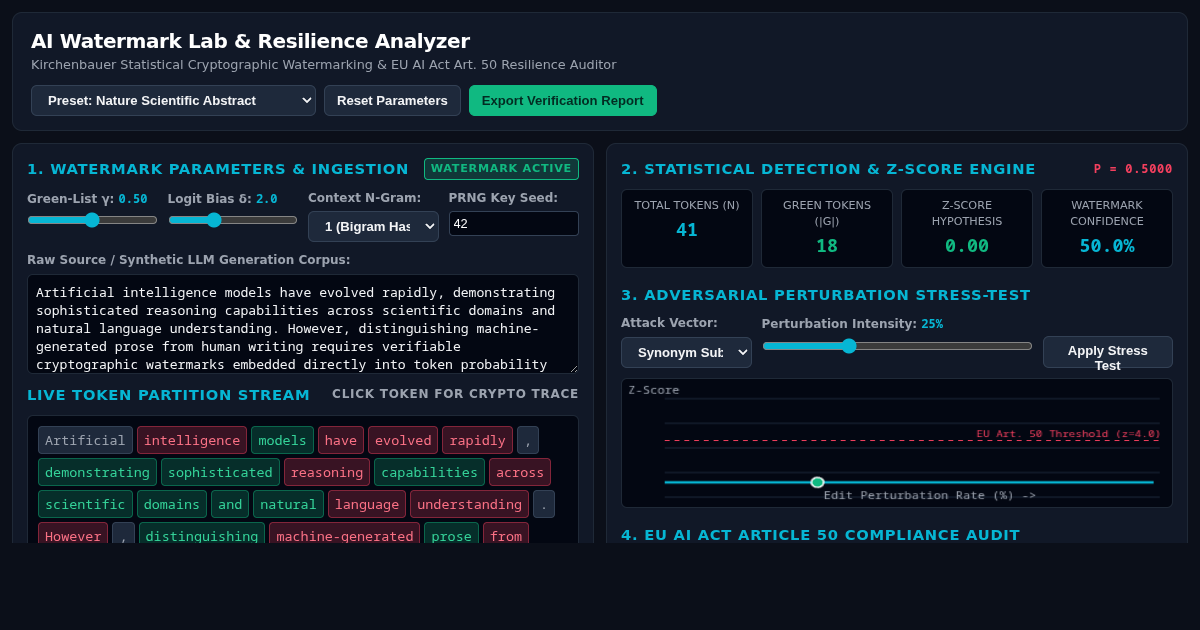AI Watermark Lab & Resilience Analyzer preview