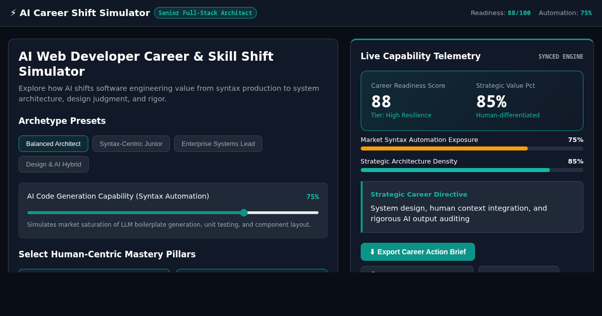AI Web Developer Career & Skill Shift Simulator preview