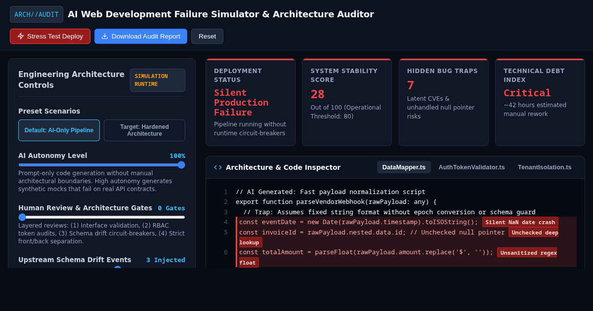 AI Web Development Failure Simulator & Architecture Auditor preview