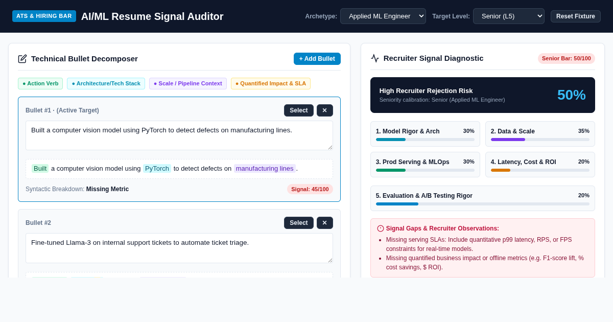 AI/ML Resume Signal Auditor & Bullet Transformer preview