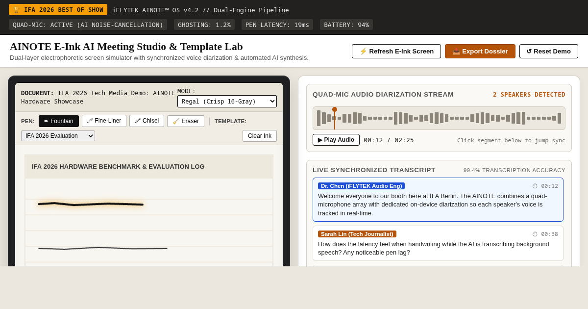 AINOTE E-Ink AI Meeting Studio & Template Lab preview