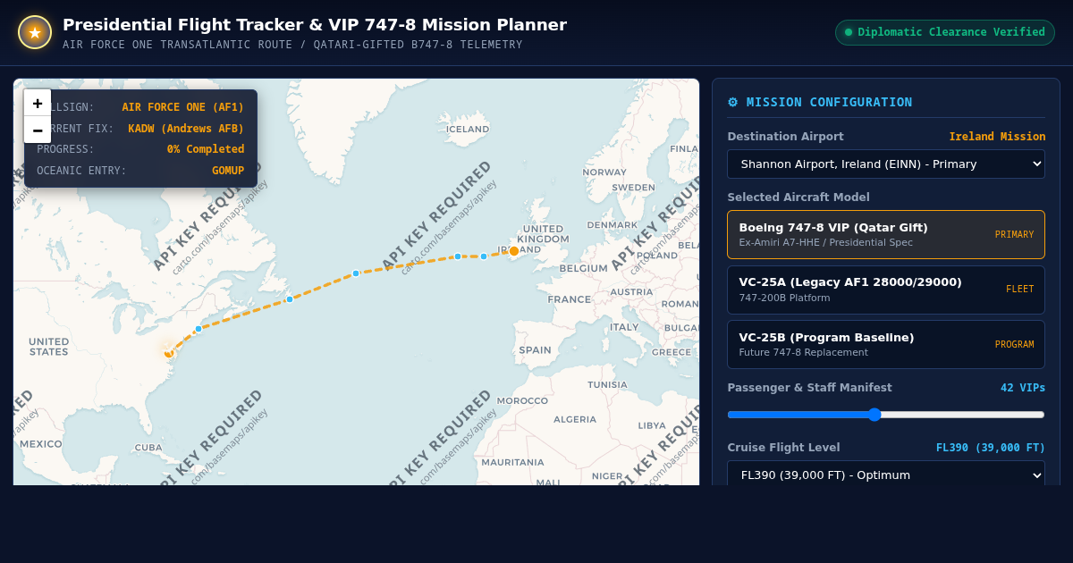 Presidential Flight Tracker & VIP 747-8 Mission Planner preview