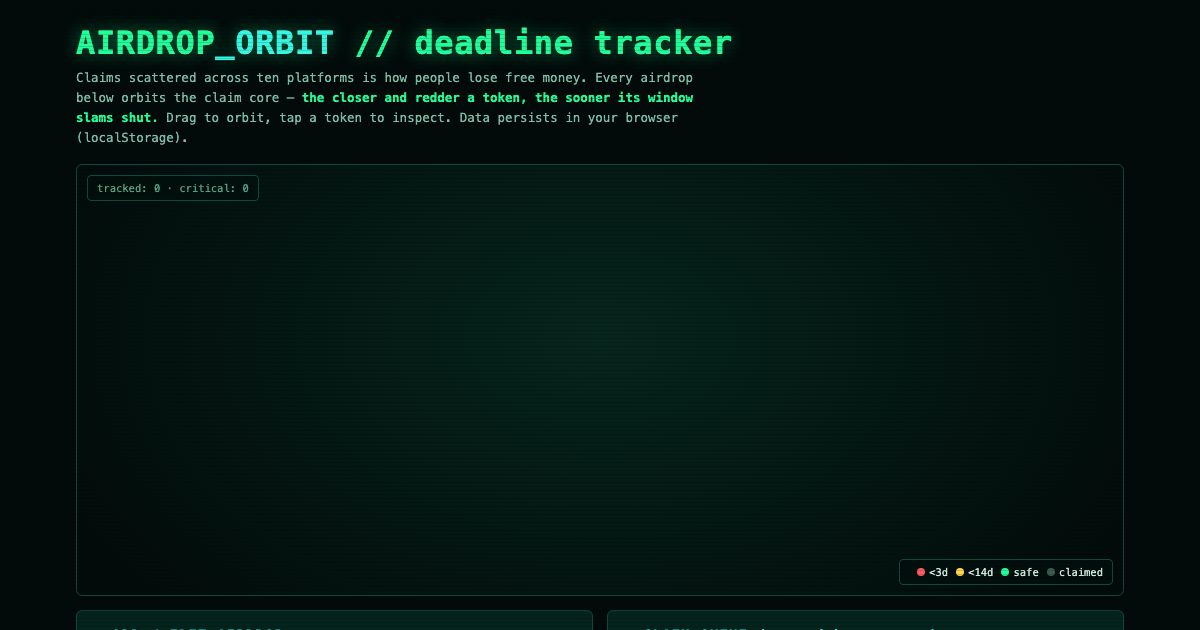 Airdrop Orbit - Claim Deadline Tracker & Visualizer preview