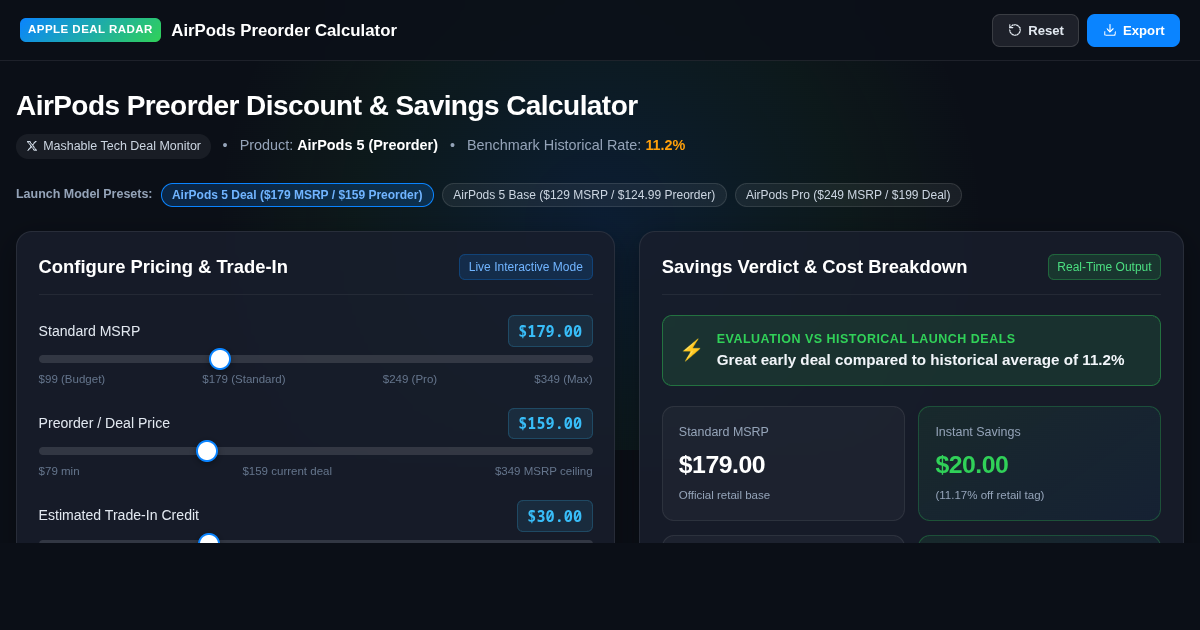 AirPods Preorder Discount & Savings Calculator preview