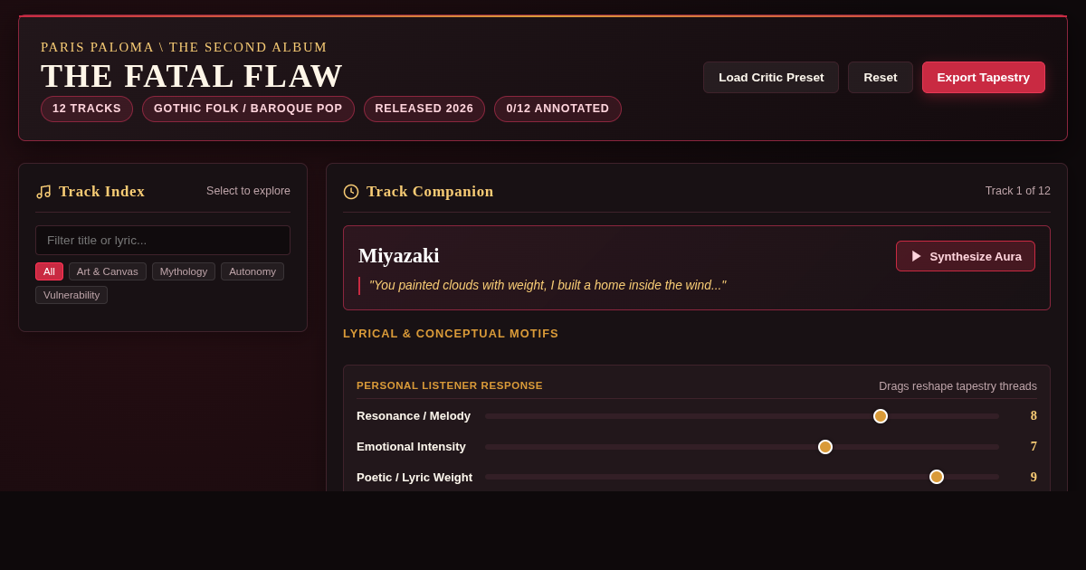 Paris Paloma: The Fatal Flaw | Interactive Listening Companion & Thematic Tapestry preview