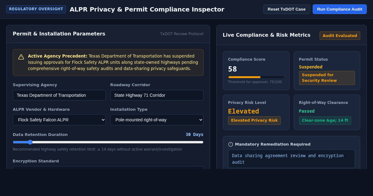 ALPR Privacy & Permit Compliance Inspector preview