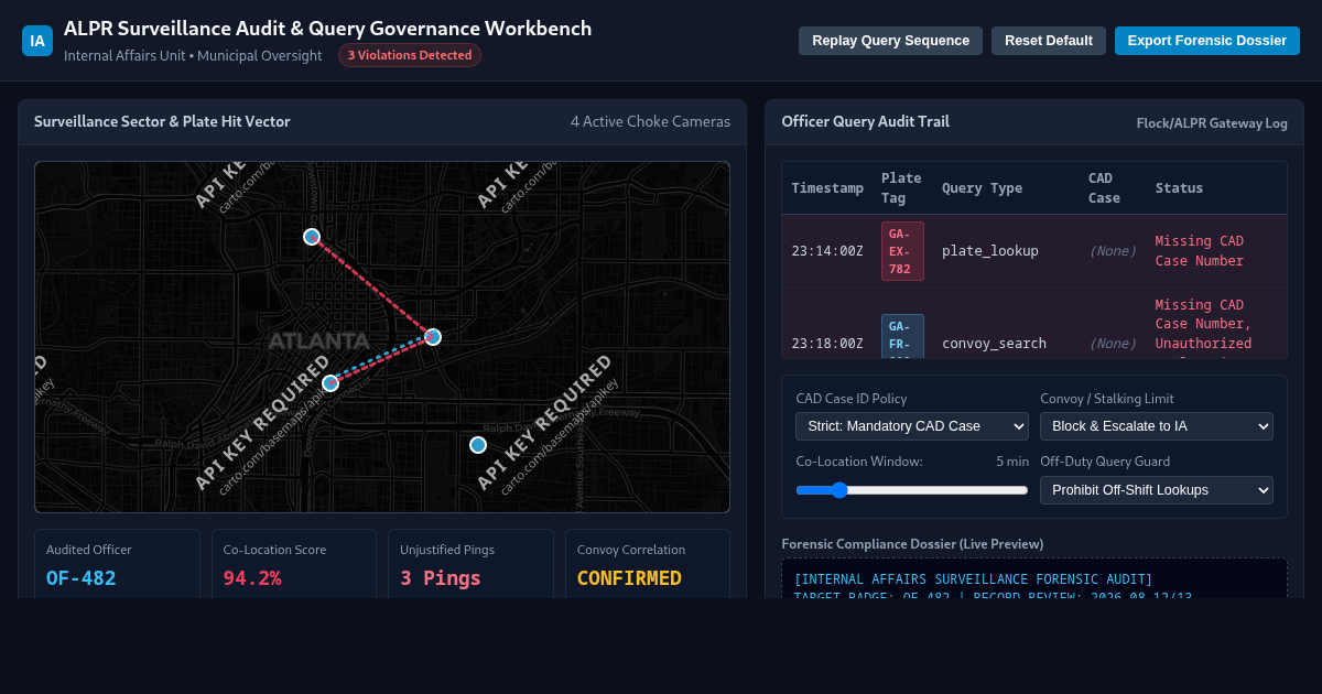 ALPR Surveillance Audit & Query Governance Workbench preview