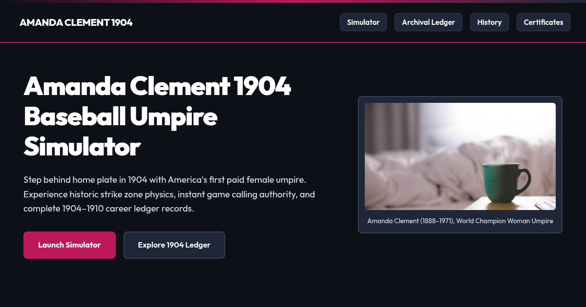 Amanda Clement: 1904 Historical Baseball Officiating Simulator & Ledger preview