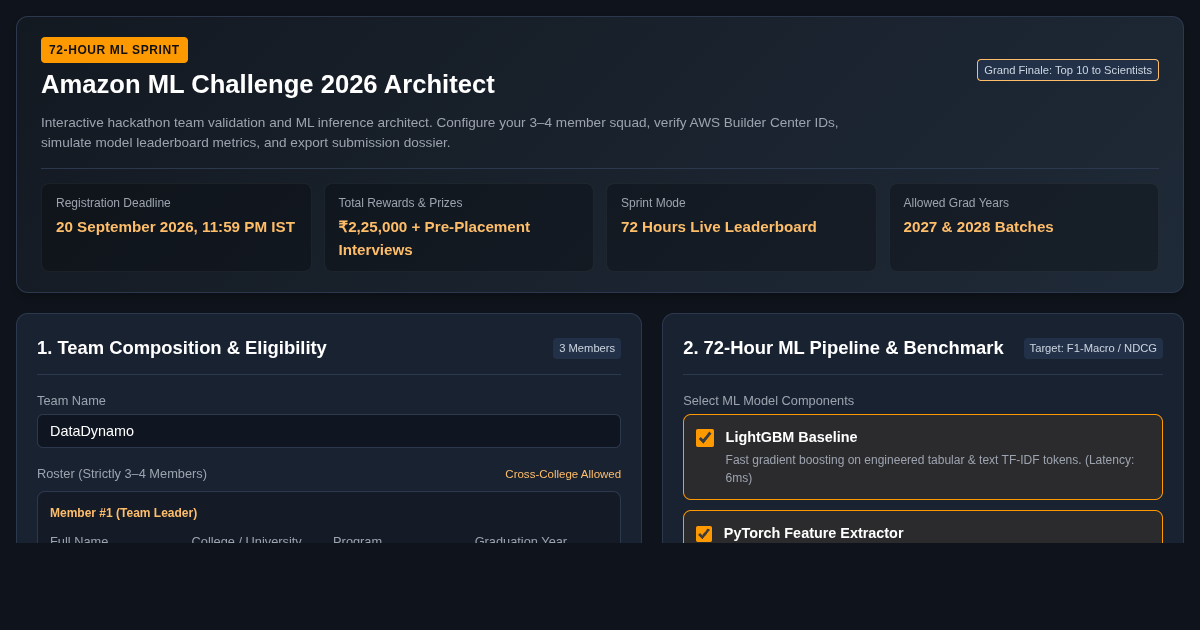 Amazon ML Challenge 2026 Team & ML Stack Architect preview