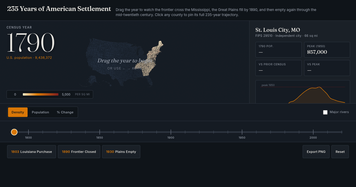 235 Years of American Settlement — Interactive Census Map preview
