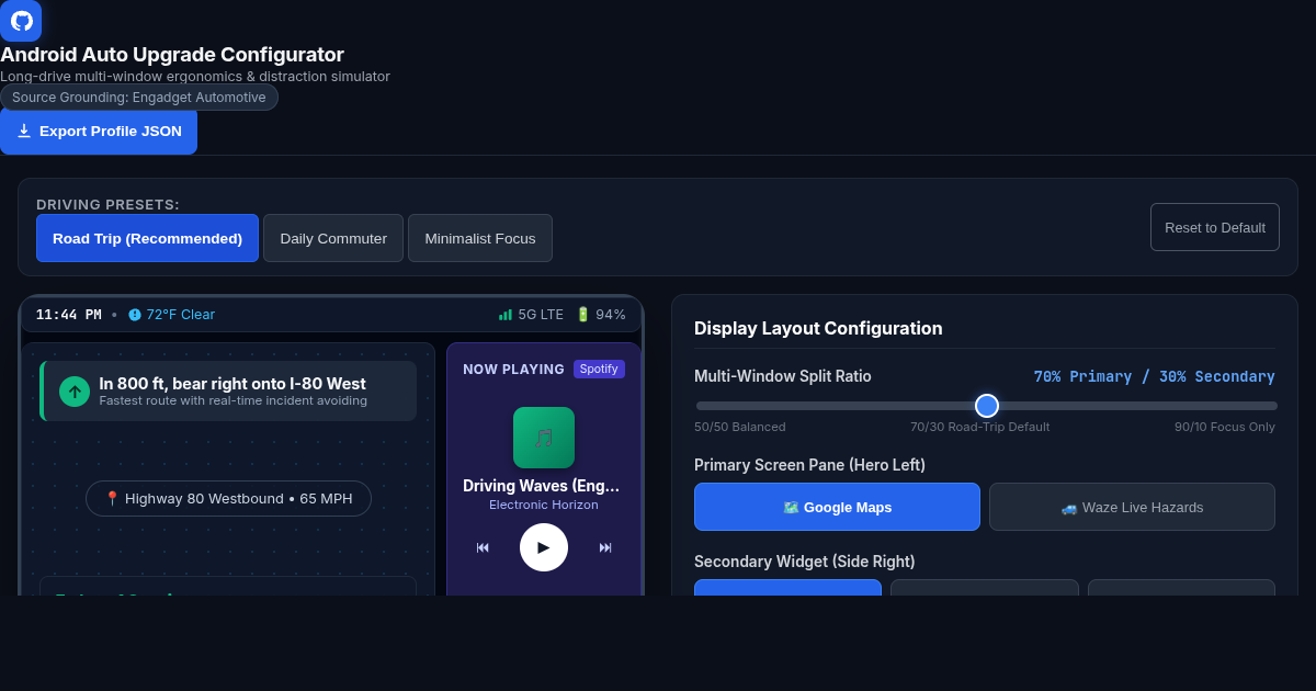 Android Auto Infotainment Upgrade Configurator preview