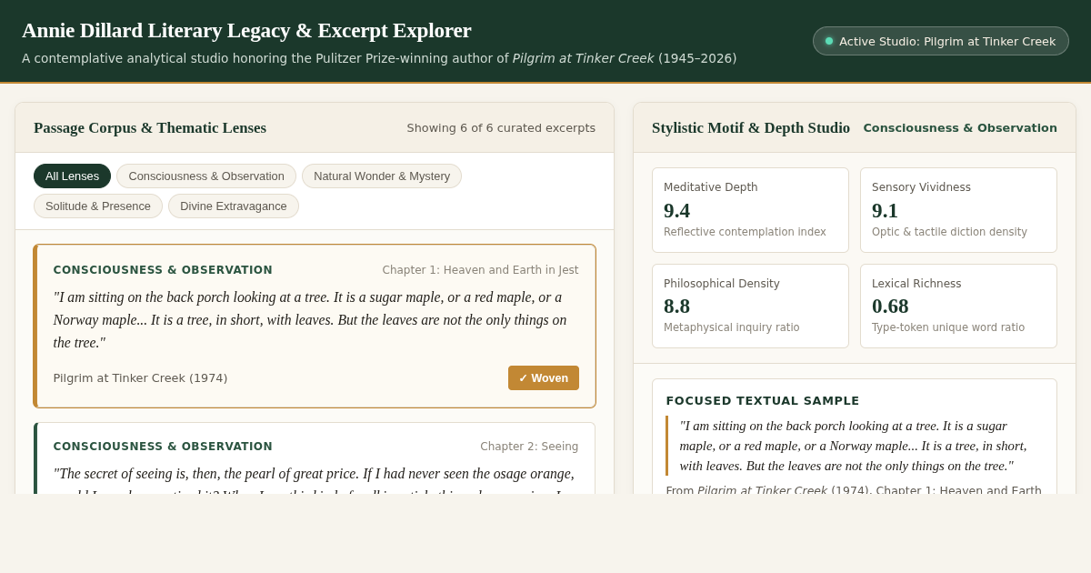 Annie Dillard Literary Legacy & Excerpt Explorer preview