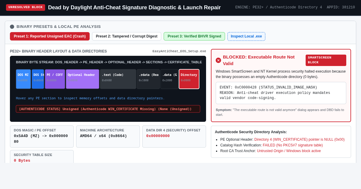 Dead by Daylight Anti-Cheat Signature Diagnostic & Launch Repair Workbench preview