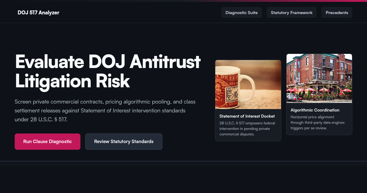 DOJ Antitrust Private Litigation Analyzer (28 U.S.C. § 517) preview