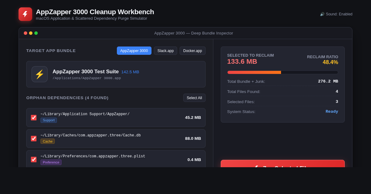 AppZapper 3000 Dependency Cleanup Workbench preview
