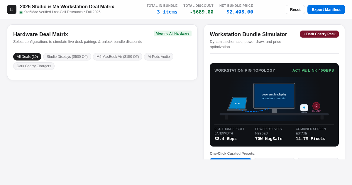 Apple 2026 Studio & M5 Workstation Deal Matrix & Bundle Optimizer preview