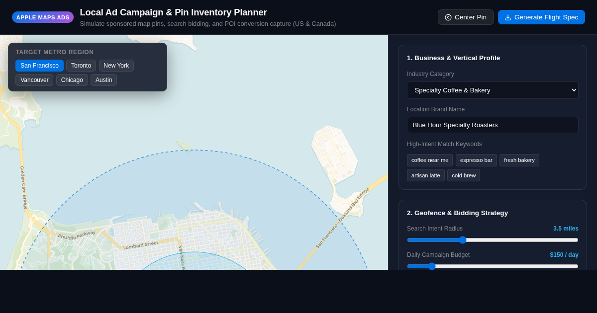 Apple Maps Local Ad Campaign & Pin Inventory Planner preview