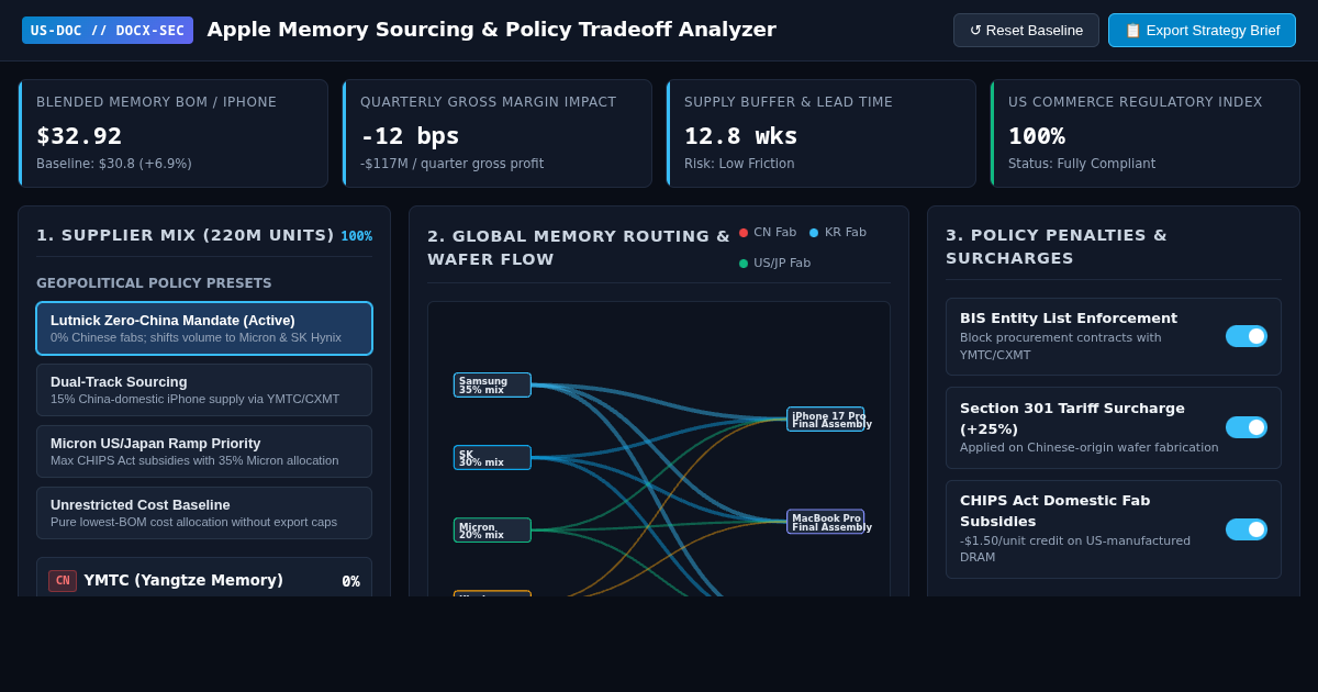 Apple Memory Sourcing & Policy Tradeoff Analyzer preview