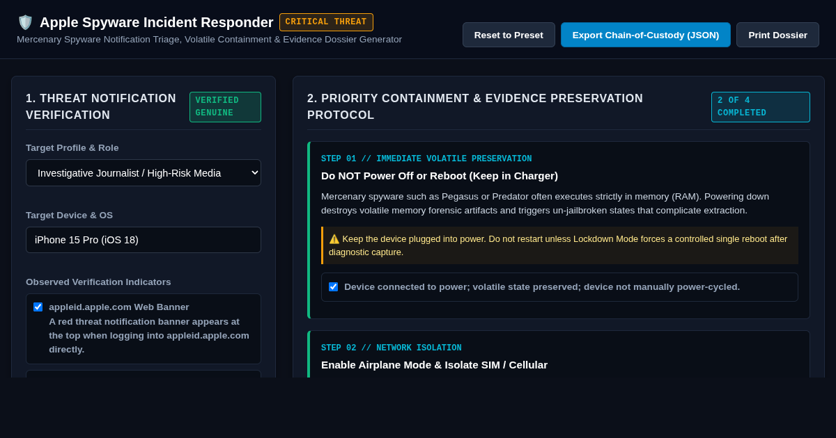 Apple Spyware Incident Response Workbench preview