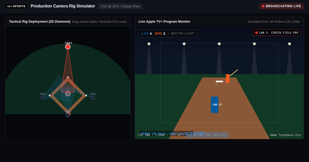Apple TV Sports Broadcast Production Camera Simulator preview