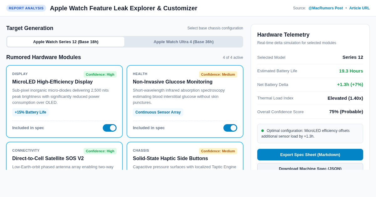 Apple Watch Feature Leak Explorer & Customizer preview