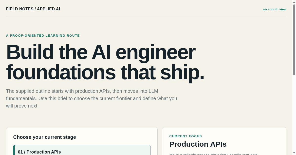 Applied AI Engineer / Six-month roadmap preview