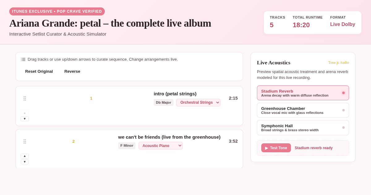 Ariana Grande – petal (The Complete Live Album) Tracklist Curator preview