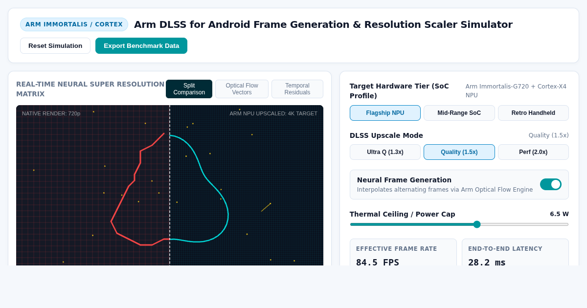 Arm DLSS for Android Frame Generation & Resolution Scaler Simulator preview