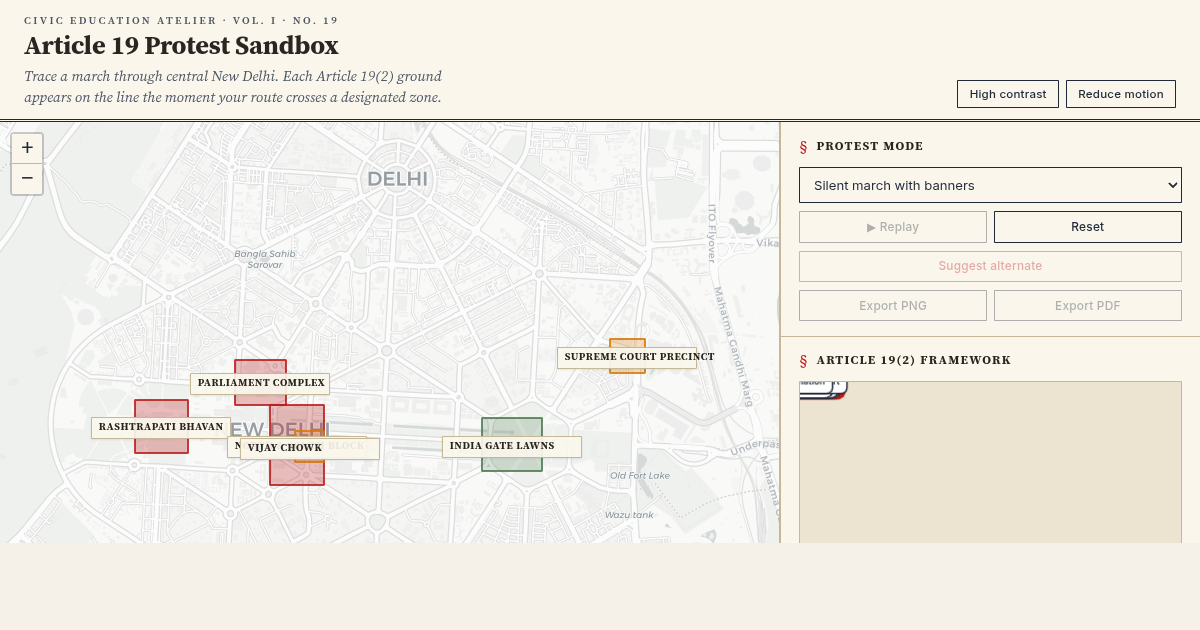 Article 19 Protest Sandbox — Map Free Speech Against High-Security Zones preview