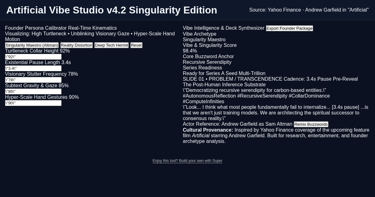 Artificial Vibe Studio & Pitch Deck Generator preview