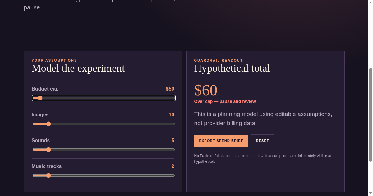 Asset spend guardrail preview