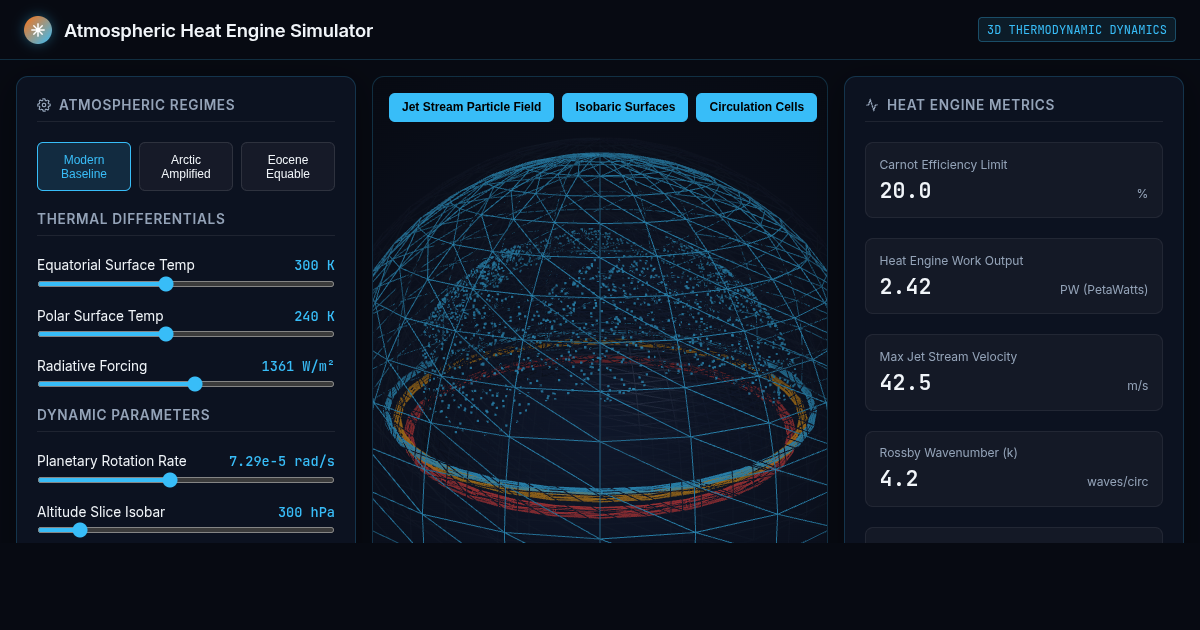 Atmospheric Heat Engine Simulator: Physics of Global Weather Dynamics preview