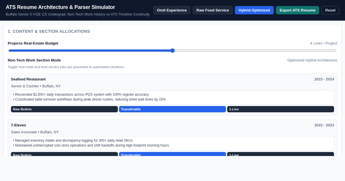 ATS Resume Section Architecture & Parser Simulator preview