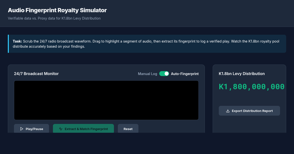 Audio Fingerprint Royalty Simulator preview