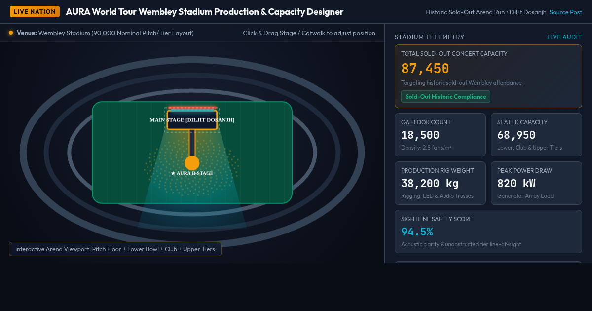 AURA World Tour Wembley Stadium Production & Capacity Designer preview