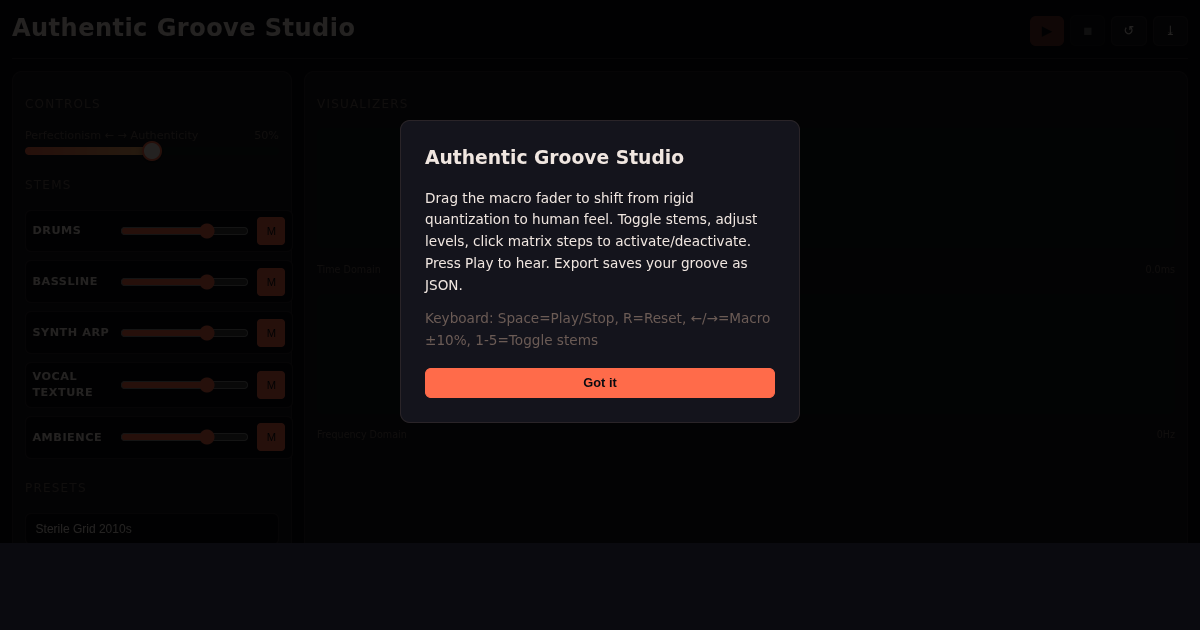 Authentic Groove Studio: Perfectionism vs. Human Texture Explorer preview