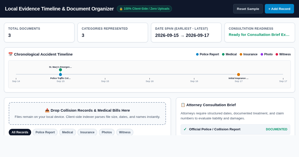 Local Evidence Timeline & Document Organizer preview