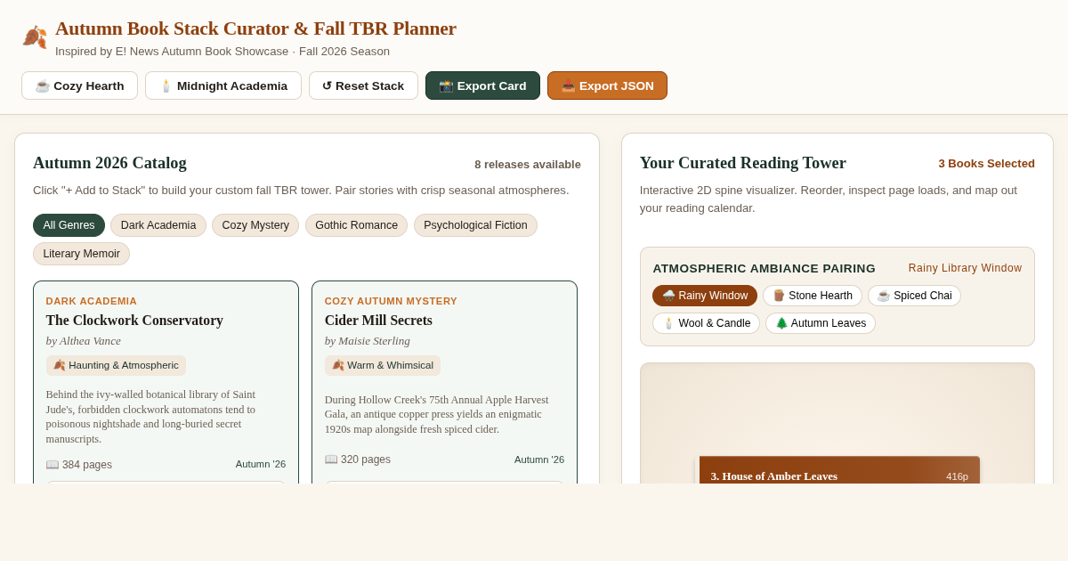 Autumn Book Stack Curator & Fall TBR Planner preview