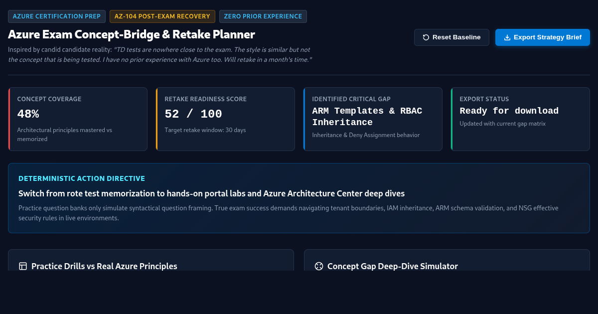 Azure Concept-Bridge & Retake Planner | AZ-104 Zero-Experience Strategy preview
