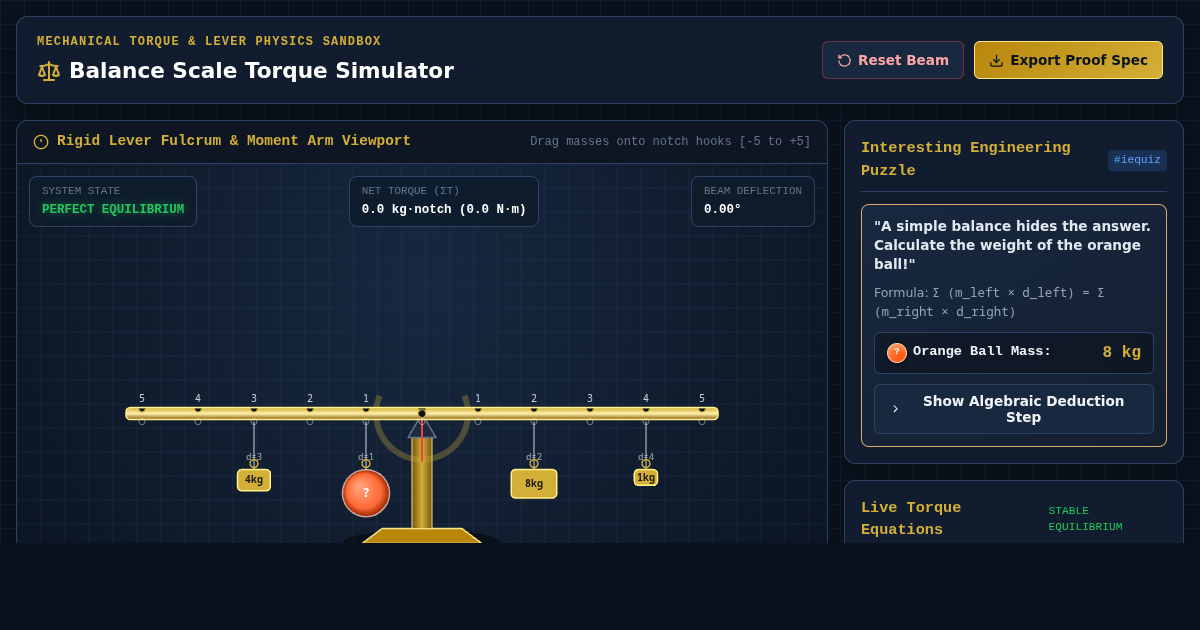 Balance Scale Torque & Equilibrium Simulator preview