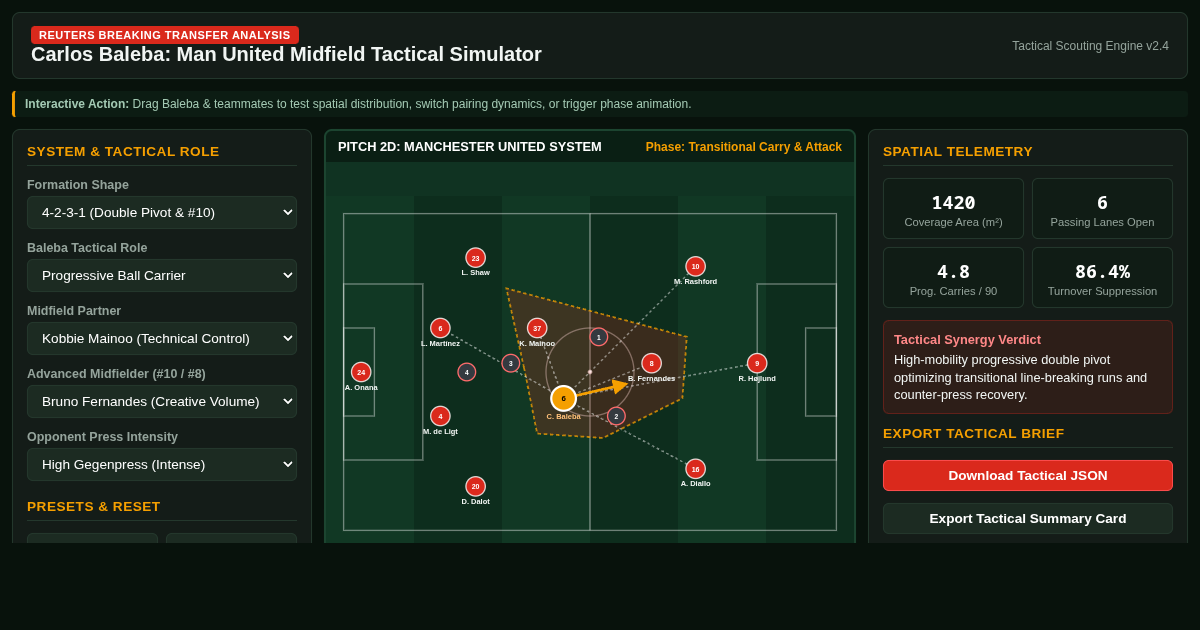 Carlos Baleba: Man United Midfield Tactical Simulator preview